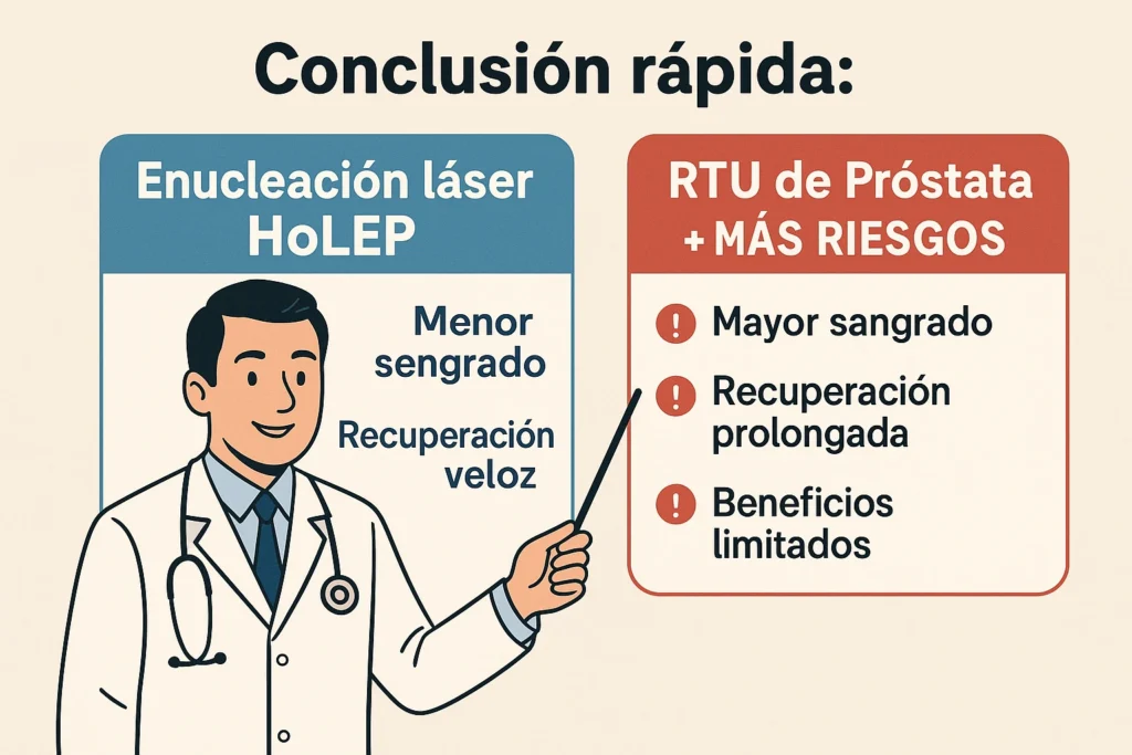 enucleación láser vs rtu de próstata